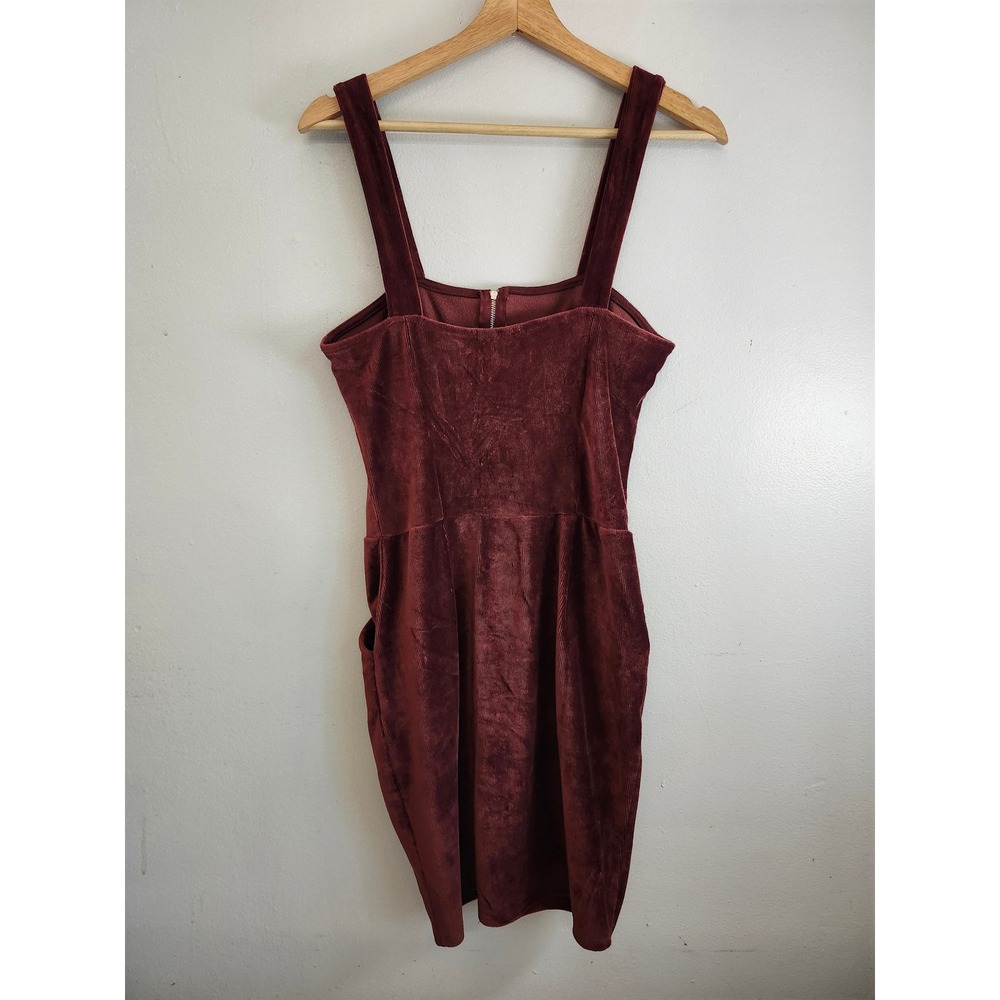 Heart Hips Burgundy Corduroy Zip Front Pinafore Dress Small Y2K Grunge Academia - Picture 4 of 11